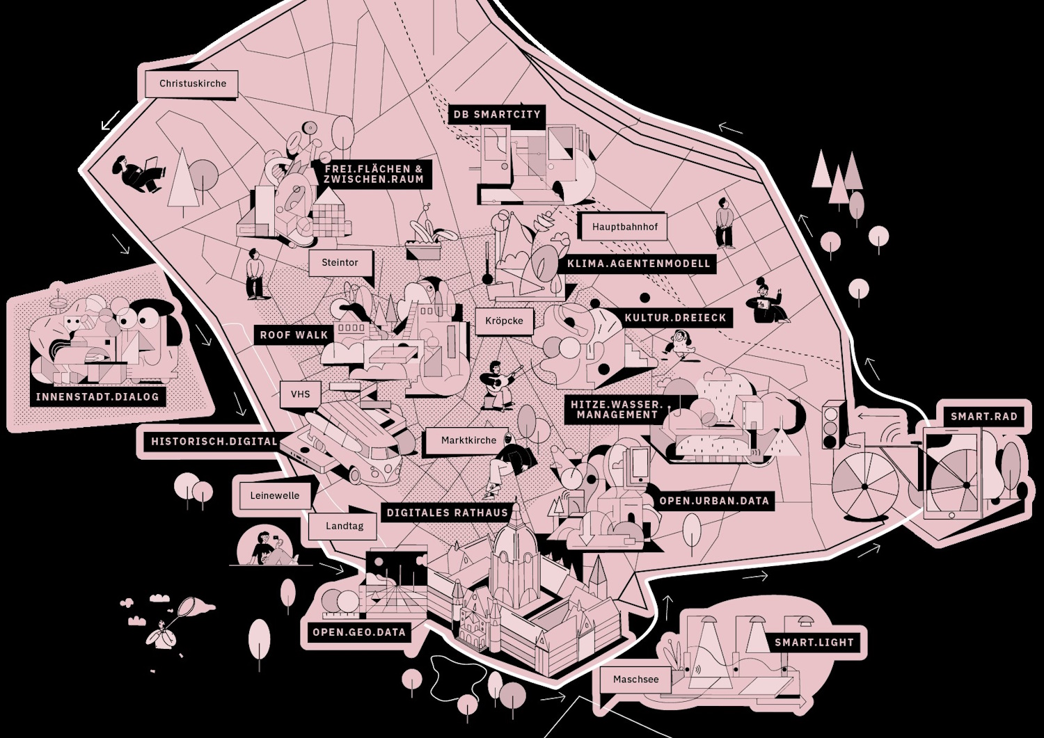 Innenstadtkarte mit Maßnahmen