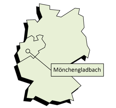Verortung Mönchengladbachs auf einer Deutschlandkarte