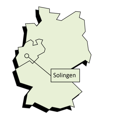 Verortung Solingens auf einer Deutschlandkarte